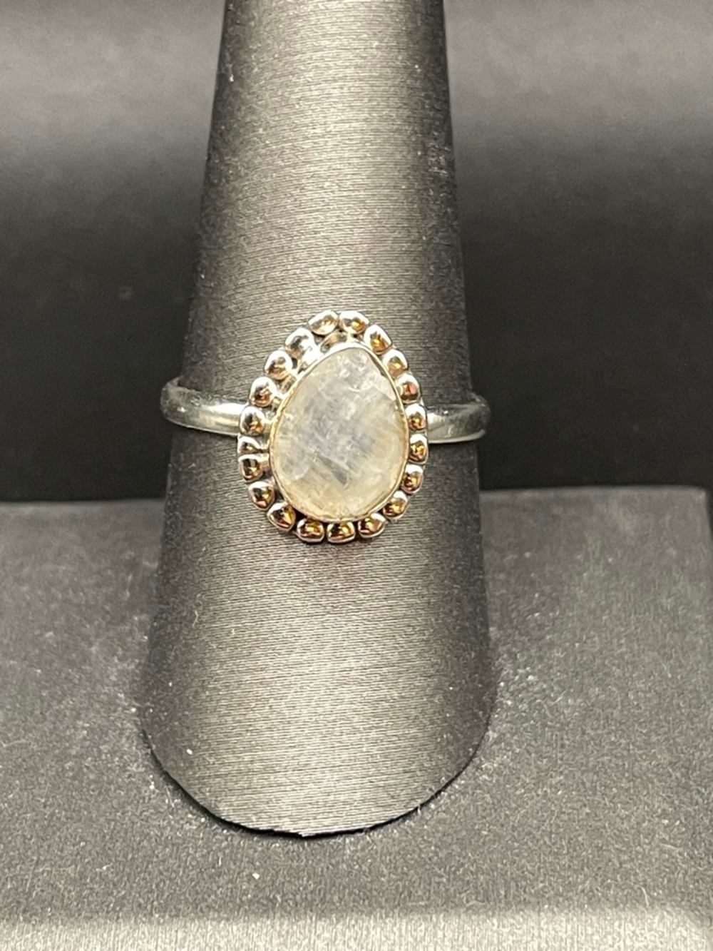 Sterling Silver Teardrop Moonstone Ring in White - Picture 6 of 6